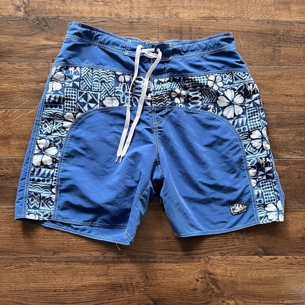 Vintage Blue Hawaii Big Dog Men's Swim Trunks Bathing Suit Size XL Great Shape